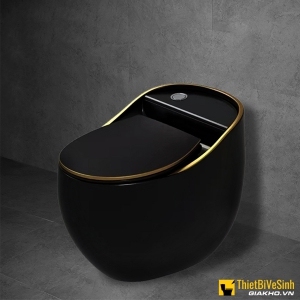 Bồn Cầu Trứng Đen Viền Vàng Cao Cấp Navier NV-1011D