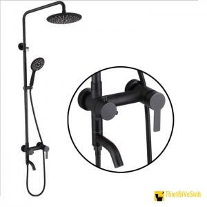 Sen Cây Tắm Nóng Lạnh Inox 304 Tròn Củ Lệch Sơn Tĩnh Điện Đen Navier NV 805D