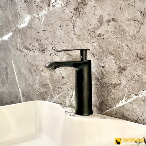Vòi lavabo nóng lạnh đồng thau mạ crom cao cấp màu đen Navier NV-7102D
