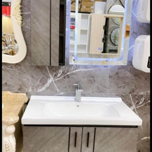 Bộ Tủ Chậu Lavabo Liền Gương Gỗ Polywood Navier Cao Cấp NV-486