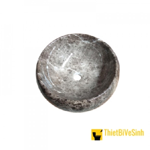 Chậu lavabo tròn đặt bàn sứ giả đá nâu đen Navier NV-410