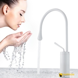 Vòi lavabo nóng lạnh sơn tĩnh điện trắng Navier NV-741T