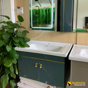 Bộ Tủ Chậu Lavabo Liền Gương Gỗ Polywood Navier Cao Cấp NV-484 