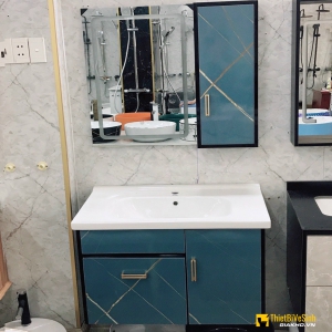Bộ Tủ Chậu Liền Gương LED 80 Polywood Xanh Ngọc Navier NV-485X