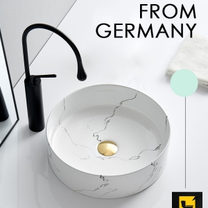 Chậu Lavabo Tròn Đặt Bàn Hoa Văn Cao Cấp Navier NV-439T