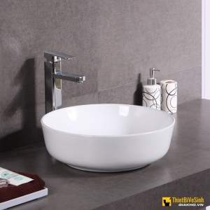 Chậu Lavabo Đặt Bàn Tròn Sứ Trắng Cao Cấp Navier NV-339T