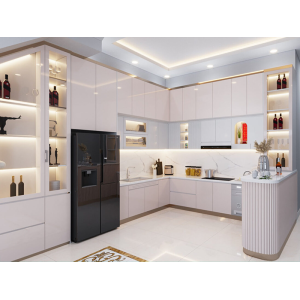 Tủ bếp thông minh đẹp mắt có quầy bar nhỏ NV-5066