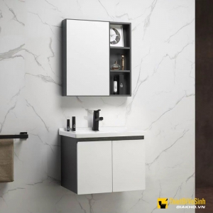 Bộ Tủ Chậu Lavabo Nhôm Kèm Tủ Gương Trắng Cao Cấp Navier NV-535T60