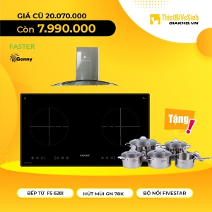 Combo Bếp Từ Đôi Faster Và Máy Hút Mùi Kính Cong Geny KM FS 05 Combo Bếp Từ Đôi Faster Và Máy Hút Mùi Kính Cong Geny KM FS 05