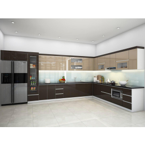 Tủ bếp thông minh chữ L cánh phủ acrylic NV-5094