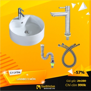 Combo Chậu Lavabo 401 3 Món Tiết Kiệm - C1 LV3M