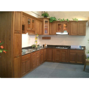 Tủ Bếp Hình Chữ L Sồi Mỹ Sang Trọng NV-5078