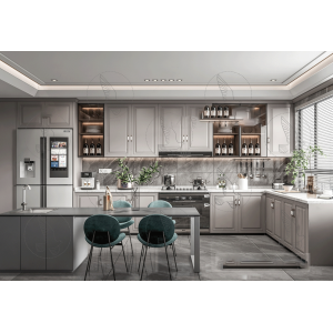 Tủ Bếp Chữ L Chất Liệu PVC Sơn Cao Cấp Navier NV-5175