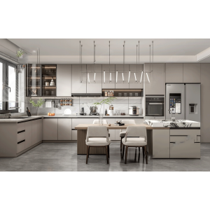 Tủ Bếp Chữ L Chất Liệu PVC Phủ PETG Cao Cấp Có Quầy Bar Navier NV-5197