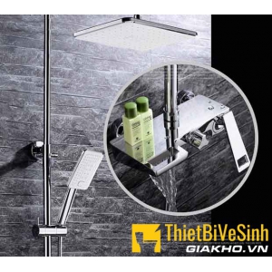 Sen cây tắm nóng lạnh đồng thau mạ Crome củ vuông AKC-6820