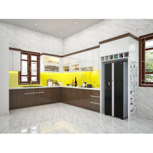 Tủ bếp gỗ công nghiệp hình chữ L 2 tầng NV-5041