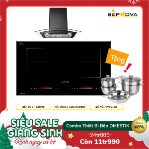 Combo 30-4 Bếp Từ Đôi Và Máy Hút Mùi Kính Cong Latino Chính Hãng DLKMLT 01