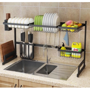 Kệ Úp Bát Đĩa Sơn Đen Thông Minh Inox 304 Cao Cấp Navier NV-1120