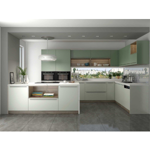 Tủ Bếp Gỗ Công Nghiệp Phủ Melamine, Laminate Sang Trọng NV-5150