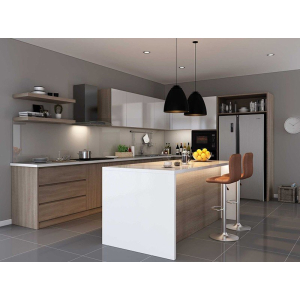 Tủ Bếp Gỗ Công Nghiệp Laminate Kết Hợp Quầy Bar Sang Trọng Hiện Đại NV-5139