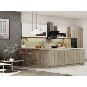 Tủ Bếp Gỗ Công Nghiệp Melamine Kết Hợp Acrylic Bóng Gương Hiện Đại NV-5138