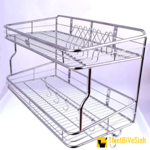 Kệ Chén 2 Tầng Inox 304 Kèm Thanh Móc Cao Cấp Navier NV-1125
