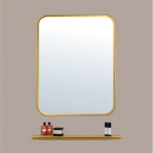 Gương đứng khung viền thép sơn tĩnh điện vàng kèm kệ nhôm 50x70 Navier NV-1410