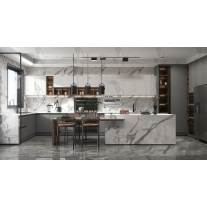 Tủ Bếp Chữ U Chất Liệu PVC Phủ PETG Có Quầy Bar Navier NV-5182