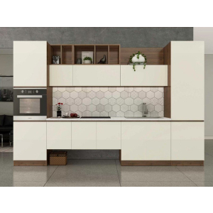 Tủ Bếp Gỗ Công Nghiệp Melamine Kết Hợp Acrylic Bóng Gương Hiện Đại NV-5136