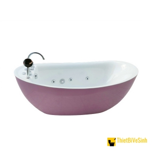 Bồn tắm massage đặt sàn Acrylic dáng cá heo kèm bộ vòi hệ thống đèn led NV-1508TMS