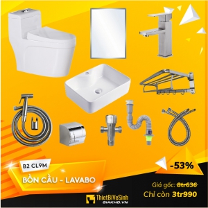 Combo Bồn cầu - Chậu Lavabo 9 Món Tiêu Chuẩn - B2 CL9M
