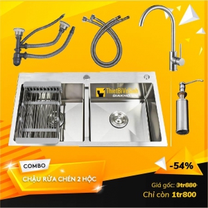 Combo Chậu Rửa Chén Inox304 2 Hộc Đều - CB29