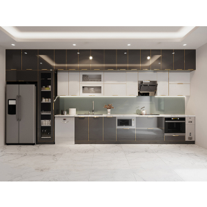 Tủ bếp cánh kính hình chữ I sang trọng NV-5049
