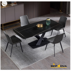 Bàn Ăn Mặt Đá Ceramic 6 Ghế Lắp Ráp Navier NV-3002D