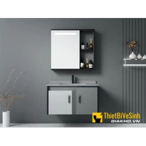Bộ Tủ Lavabo Polywood Không Sơn Mặt Đá Chống Trầy Kèm Gương Led NV-523