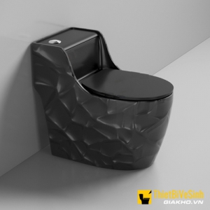 Bồn Cầu 1 Khối Đen Nút Lệch Nhập Khẩu Cao Cấp Navier NV-1033D