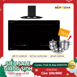 Combo Bếp Từ Đôi Và Máy Hút Mùi Chữ T Chính Hãng Dmestik DLKM DMK 11