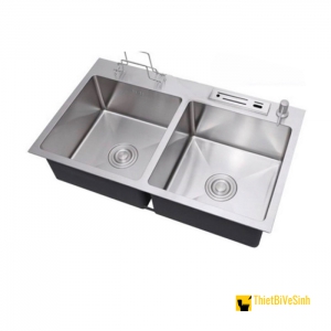 Chậu rửa chén 2 ngăn inox cao cấp vắt dao Navier NV-8245DT201