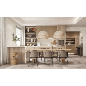 Tủ Bếp Chữ L Chất Liệu PVC Phủ Melamine Cao Cấp Navier NV-5174