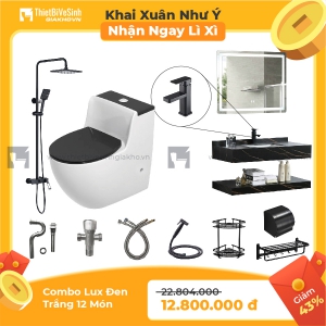 Combo Thiết Bị Vệ Sinh Luxury Đen Trắng 12 Món KX 12M LX 08