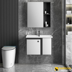 Bộ Tủ Chậu Lavabo Nhôm Trắng Kèm Tủ Gương Cao Cấp Navier NV-531T