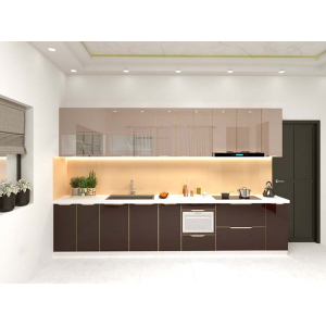 Tủ bếp cánh kính hình chữ I đơn giản NV-5051