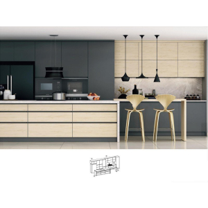 Tủ Bếp Âm Tường Gỗ Công Nghiệp MDF  Kết Hợp Quầy Bar Hiện Đại NV-5131