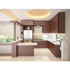 Tủ Bếp Gỗ Laminate Vân Gỗ Nâu Đen Sang Trọng NV-5143