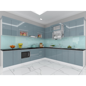 Tủ bếp thông minh cao cấp phủ acrylic bóng gương NV-5093