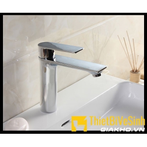 Vòi lavabo nóng lạnh thân tròn đồng thau mạ Crome Navier NV-LCC11 (20cm)
