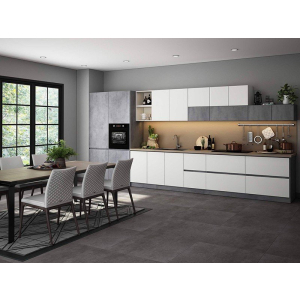 Tủ Bếp Gỗ Công Nghiệp Màu Bê Tông Thô Kết Hợp Trắng Sang Trọng NV-5160 Tủ Bếp Gỗ Công Nghiệp Màu Bê Tông Thô Kết Hợp Trắng Sang Trọng NV-5160